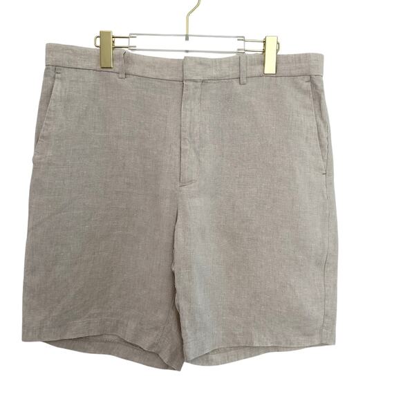 Cubavera Linen Shorts Men Size 36 Oatmeal Flat Front 9" Inseam Preppy Coastal - Picture 1 of 6